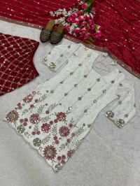 DSS 5714  New Designer Party Wear Look Top Heavy Chinnon Silk, Sharara Plazzo  and Dupatta With Beautiful Embroidery Work  - 2XL-44