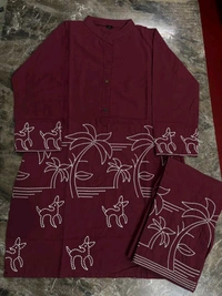 LCE 5719 New  special Super Hit  design Cotton Cod set 
 full embroidery Work 
 - Purple, M-38