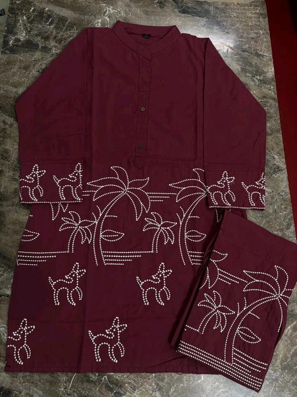 LCE 5719 New  special Super Hit  design Cotton Cod set 
 full embroidery Work 
 - Purple, M-38