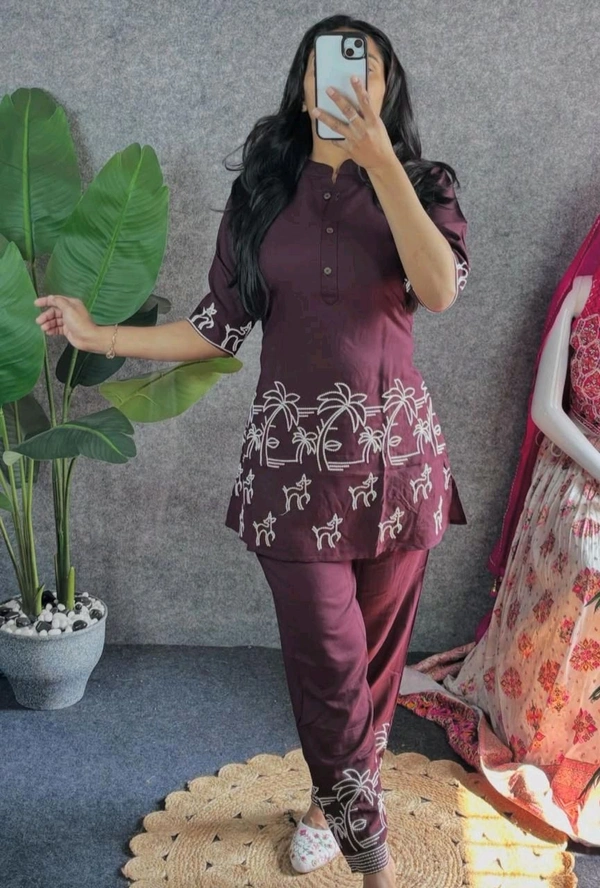 LCE 5719 New  special Super Hit  design Cotton Cod set 
 full embroidery Work 
 - Purple, 2XL-44