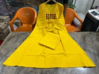 LCW 5720 Embroidery Cotton  aari work special cord-set - Yellow, L-40