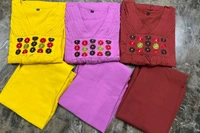 LCW 5720 Embroidery Cotton  aari work special cord-set - Yellow, 3XL-46