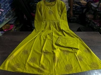 LCW 5722  Heavy Pure Cotton  Embroidery Work Kurti with Pant with  - Yellow, L-40