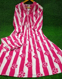 LCW 5723 New & Very  classy Look Pure Cotton Cord Set  - pink, 3XL-46