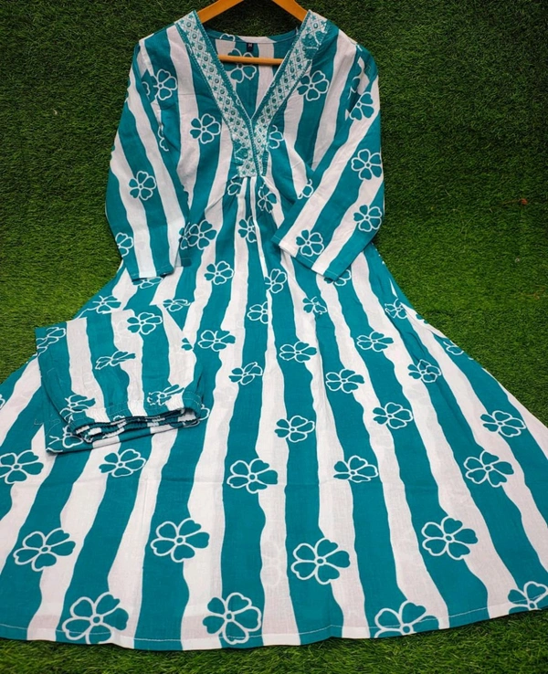 LCW 5723 New & Very  classy Look Pure Cotton Cord Set  - Blue, M-38