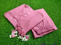LCW 5724 beautiful elegant mirror work Cotton slub Kurta Pant Set  - Blush Pink, M-38