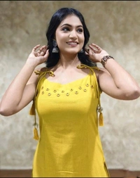 LCW 5724 beautiful elegant mirror work Cotton slub Kurta Pant Set  - Yellow, 2XL-44