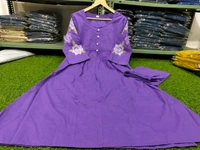LCW 5725 New Launching Pure Cotton  Heavy Embroidery work Kurti Pant Set  - Purple, L-40