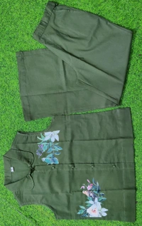 LCW 5726 New Digital Print Cotton Kurta Set  With Side Pocket - Green, XL-42