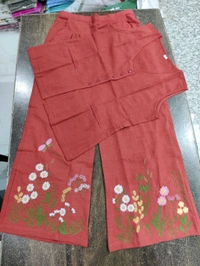 LCW 5726 New Digital Print Cotton Kurta Set  With Side Pocket - Orange, M-38