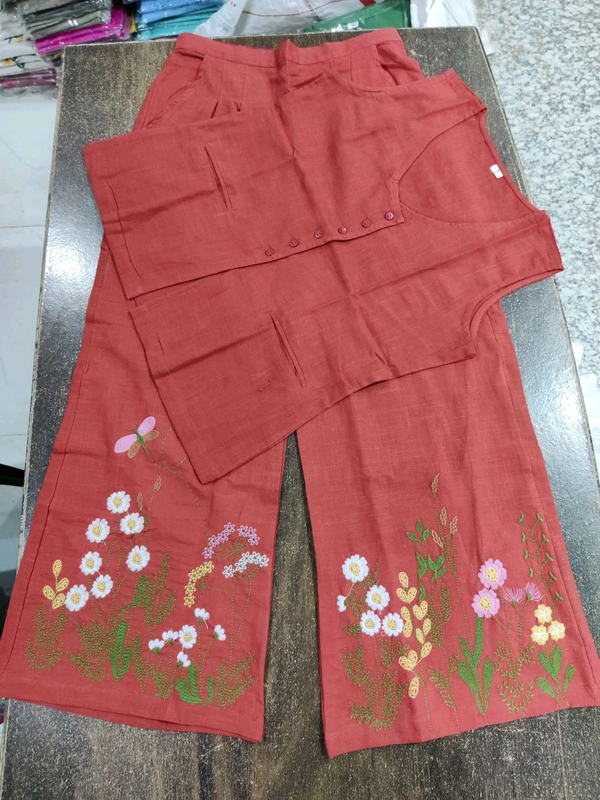 LCW 5726 New Digital Print Cotton Kurta Set  With Side Pocket - Orange, M-38