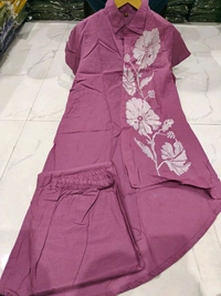 LCW 5727 New look  Embroidered Work Pure Cotton   Cord Set  - Pink, L-40