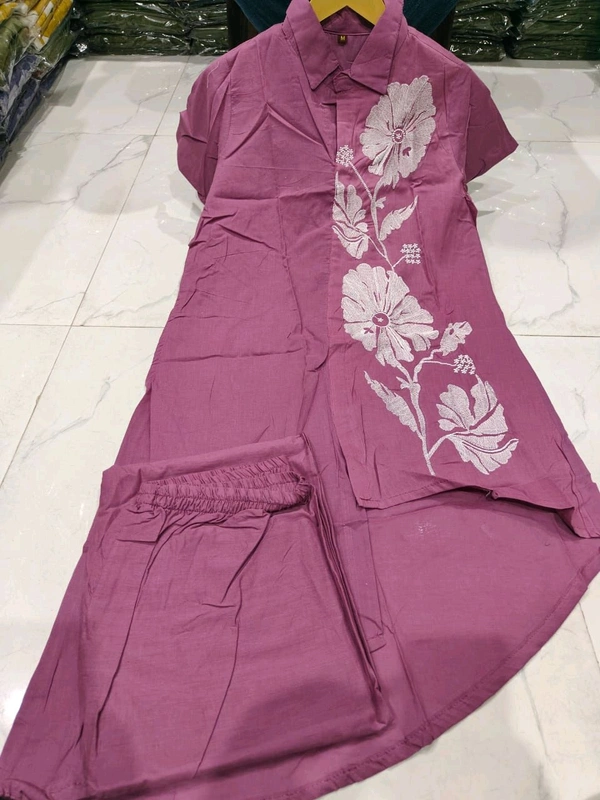 LCW 5727 New look  Embroidered Work Pure Cotton   Cord Set  - Pink, L-40
