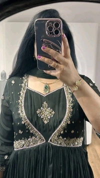 DSS 5731 Chinnion Anarkali with 
Jari Embroidery work for the yoke With beautiful Threads Embroidery - L-40