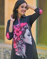 LCW 5737 NEW*SPECIAL DIGITAL PRINTS -MUSLIN SILK CORD SET WITH DIGITAL PRINT  - 2XL-44, Gray