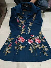LCW 5738 New  Premium Cotton  Cord Set! With Beautiful Embroidery Work  - Blue, 2XL-44