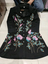LCW 5738 New  Premium Cotton  Cord Set! With Beautiful Embroidery Work  - Black, 2XL-44