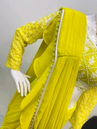DSS 5739 *NEW  GEORGETTE REDDY TO WEAR  SAREE WITH EMBROIDERY & MOTI WORK 
