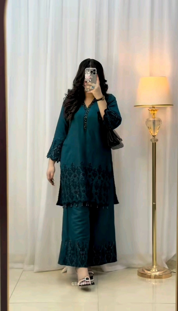 DSS 5741 New Vichitra Silk Kurti Pant Dupatta With Beautiful Embroidery Work  - XL-42