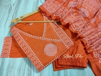 LCW 5742 New Beautiful embroidery work anarkali Cotton  kurta pant dupatta  set  - Orange, XL-42