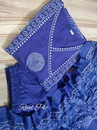 LCW 5742 New Beautiful embroidery work anarkali Cotton  kurta pant dupatta  set  - Blue, 2XL-44