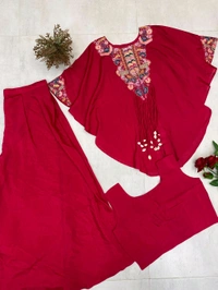 DSS 5743 *NEW INDO WESTERN WITH CODI LATKAN  SEQUENCE EMBROIDERED WORK CHINON DRESS - Maroon, 2XL-42