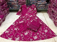 LCW 5745 New Full Heavy Cotton Anarkali Kurti With Pant  And Zari Work  - pink, L-40