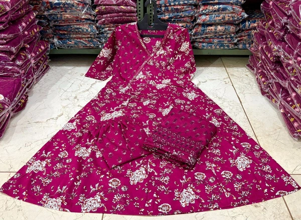 LCW 5745 New Full Heavy Cotton Anarkali Kurti With Pant  And Zari Work  - pink, L-40