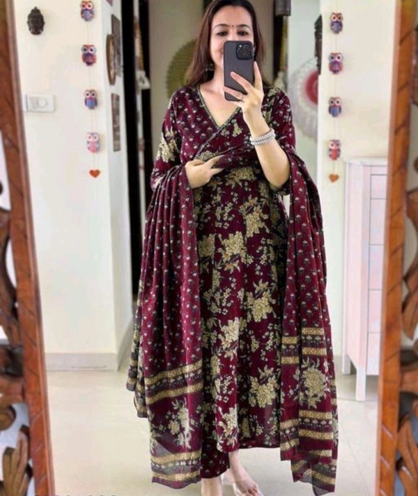 LCW 5745 New Full Heavy Cotton Anarkali Kurti With Pant  And Zari Work  - pink, XL-42