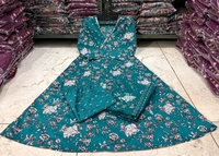 LCW 5745 New Full Heavy Cotton Anarkali Kurti With Pant  And Zari Work  - Blue, XL-42