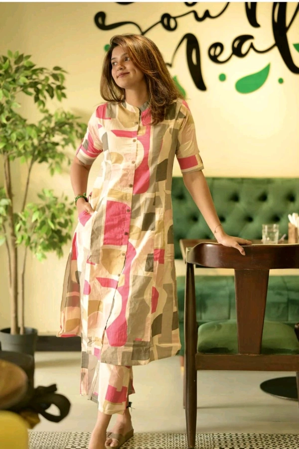 LCW 5746 New  Cotton Co-ord Sets *Premium Jaipuri Floral Side Pocket  - Blush Pink, 2XL-44