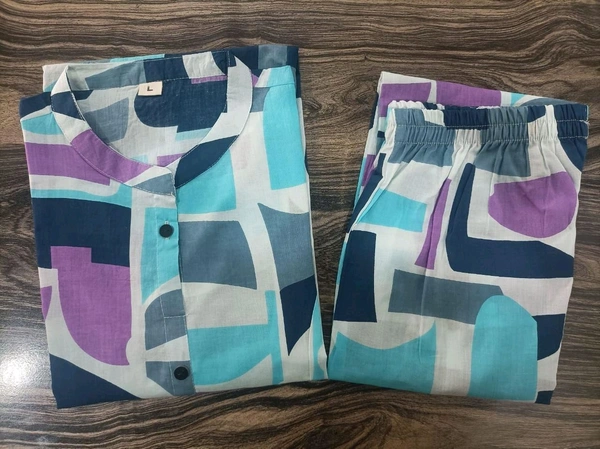 LCW 5746 New  Cotton Co-ord Sets *Premium Jaipuri Floral Side Pocket  - Blue, L-40