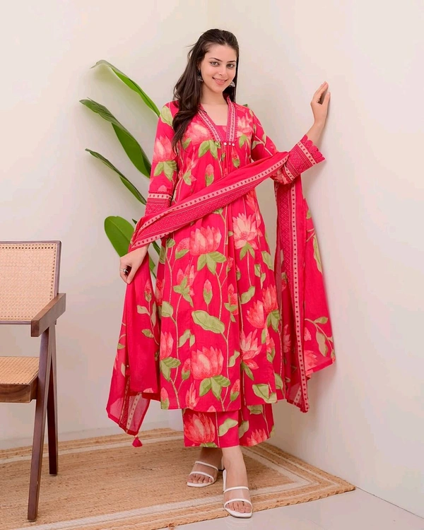 LCW 5748 New Heavy Cotton  Alia cut  kurta Duptta  set Less Work  with new style... - pink, M-38