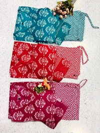 LCW 5749 New Beautiful Heavy Cotton Kurti Pant Dupatta Set Embroidery With Side Pocket     - Red, XL-42