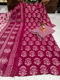 LCW 5749 New Beautiful Heavy Cotton Kurti Pant Dupatta Set Embroidery With Side Pocket     - Pink, 3XL-46