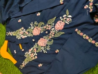 LCW 5751 Beautiful pure Taj cotton embroidery Cotton Kurti Pant Dupatta  suit set. - Navy Blue, M-38