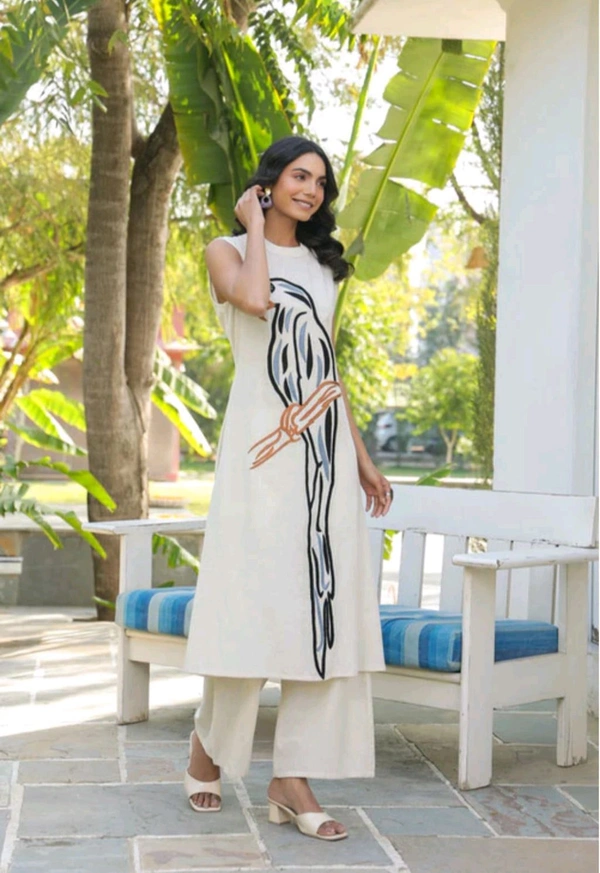 KD18  5752 New Embroidery Tota Cotton Flex Kurta Pant Set  - Black, M-38