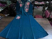 LCW 5753 New Heavy Pure fine Cotton Embroidery Work Kurti with Pant with *Pocket - Blue, 3XL-46
