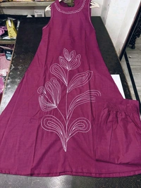 LCW 5754 Beautiful Embriodery on colar nd also kurta
Pure  Cotton Slub  work kurti  with  plazo  - Pink, 2XL-44