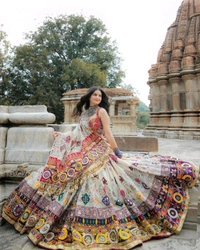 DSS 5756 Nee Beautiful digital print & *REAL MIRROR WORK Muslim Cotton & gota zari lace border Lehnga - 2XL-44