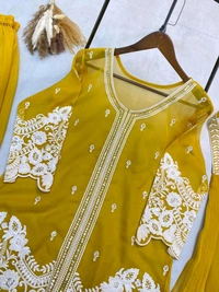 DSS 5757 New soft Organza With Sequnce Embroidery Work Plazzo Set  - Yellow, M-38