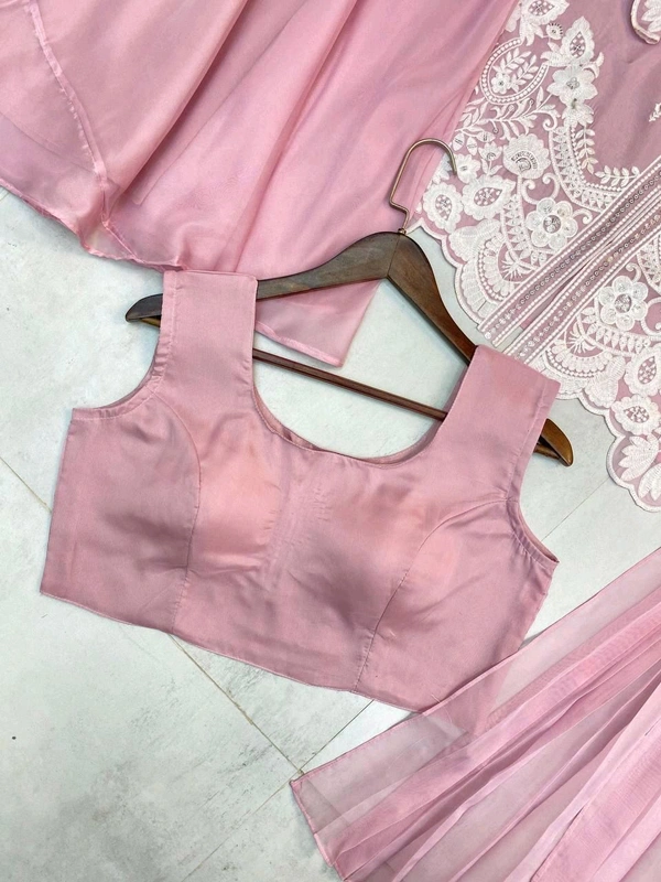 DSS 5757 New soft Organza With Sequnce Embroidery Work Plazzo Set  - Blush Pink, XL-42