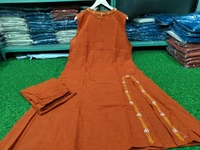 LCW 5760 New Beautiful Cotton Slub Kurti Plazzo Set With Side Pocket   - chiku color, L-40