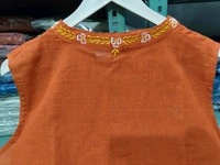 LCW 5760 New Beautiful Cotton Slub Kurti Plazzo Set With Side Pocket   - chiku color, L-40