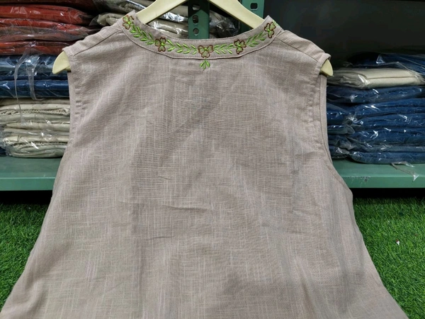 LCW 5760 New Beautiful Cotton Slub Kurti Plazzo Set With Side Pocket   - Rust color, L-40