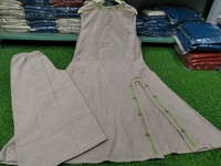 LCW 5760 New Beautiful Cotton Slub Kurti Plazzo Set With Side Pocket   - Rust color, L-40