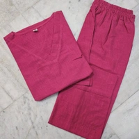 LCW 5761 *New Very Classy Look Cotton Slub Kurti Pant Set  - pink, L-40