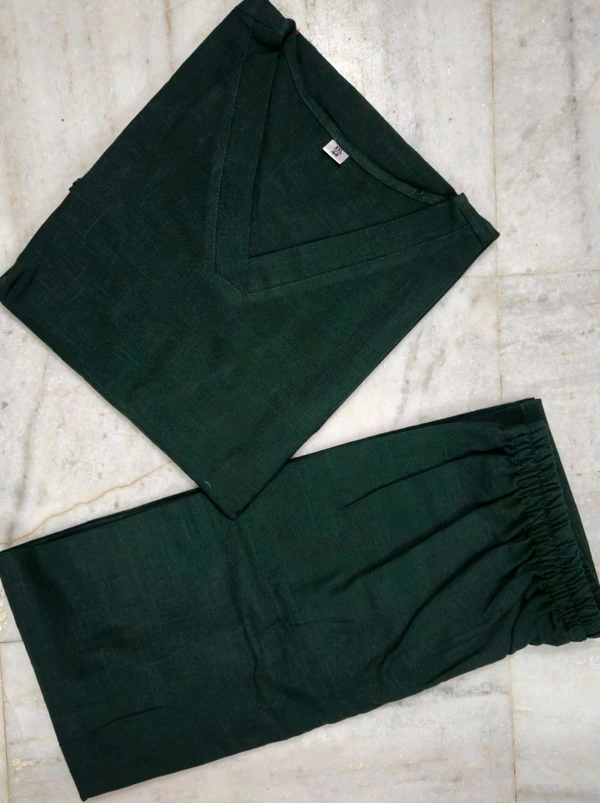 LCW 5761 *New Very Classy Look Cotton Slub Kurti Pant Set  - dark green, 3XL-46
