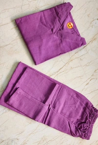 LCW 5761 *New Very Classy Look Cotton Slub Kurti Pant Set  - Purple, XL-42
