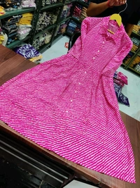 LCW 5762 New look  stylish and walk in comfort Cotton 
Middi Gown With Puff Sleeve  - Pink, 2XL-44